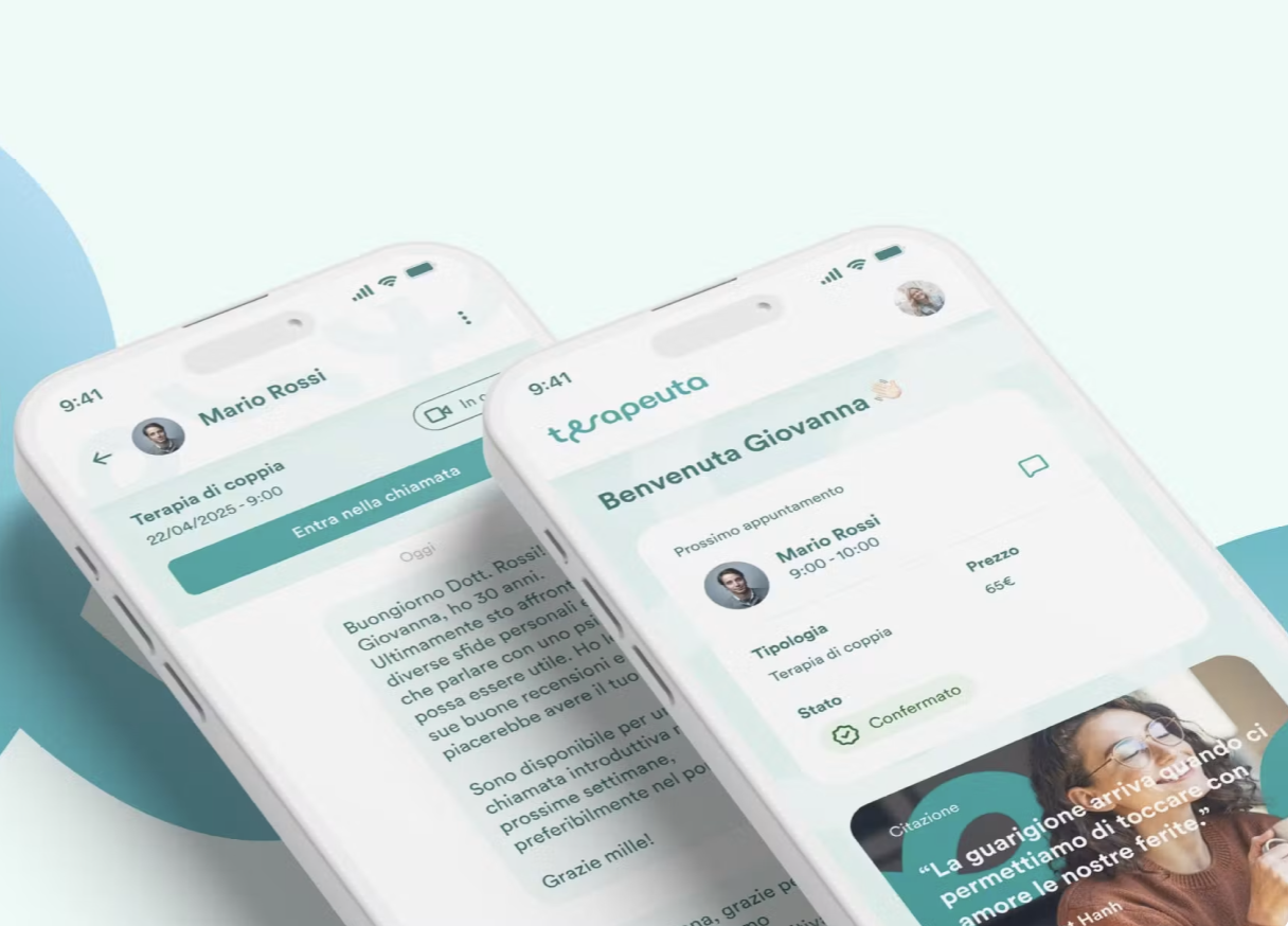 Interfacce del progetto Terapeuta.it realizzato da glueglue
